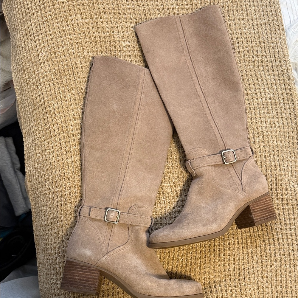 Koolaburra Taupe Knee-High Suede Heeled Boots